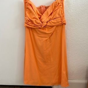 orange strapless dress